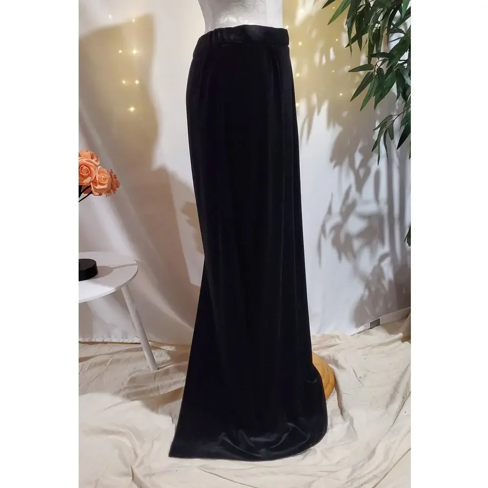 Vtg Alex Evenings Velvet Maxi Skirt Womens Size 10 Black Whimsygoth Dark Fairy